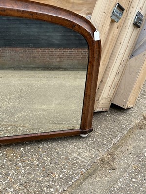 Lot 51 - Victorian walnut arched overmantel mirror, 65 x 102cm