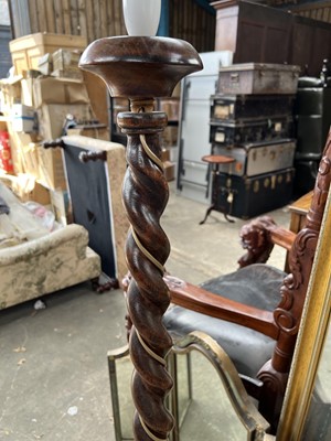Lot 52 - Three various mirrors together with an oak standard lamp