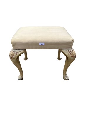 Lot 89 - Painted stool, on cabriole legs