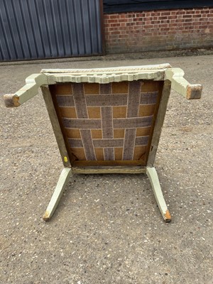Lot 90 - Painted chinoiserie carved and embroidered side chair