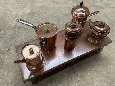 Lot 96 - Antique copper stove with various fittings, 61cm wide