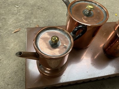 Lot 96 - Antique copper stove with various fittings, 61cm wide