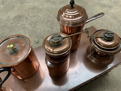 Lot 96 - Antique copper stove with various fittings, 61cm wide