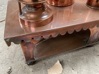 Lot 96 - Antique copper stove with various fittings, 61cm wide