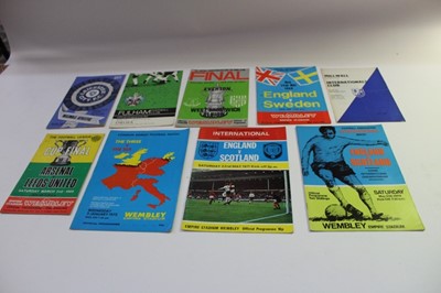 Lot 1582 - Collection of mostly 1970s football and boxing programmes, mostly for Wembley and some with tickets inside, including Harlem Globetrotters, Henry Cooper, England matches, FA Cup finals