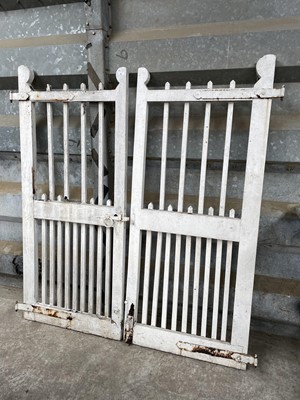 Lot 99 - Pair of antique white painted gates, 77cm wide x 174cm high