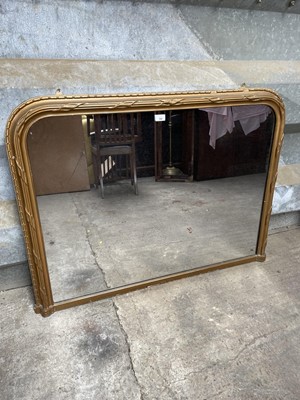 Lot 104 - Victorian gilt overmantel mirror, arched form, 109 x 84cm