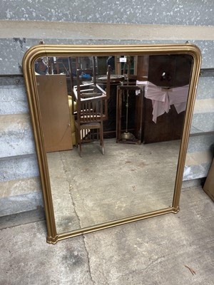 Lot 105 - Victorian gilt overmantel mirror, arched form, 135 x 108cm