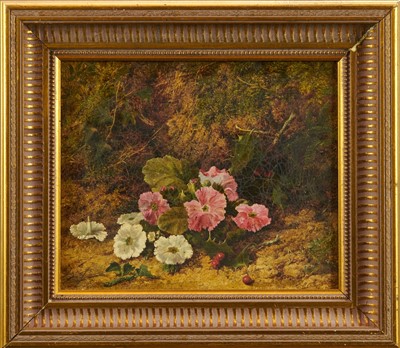 Lot 1196 - George Clare (1830-1900) oil on canvas - Primroses on a Mossy Bank, signed, 24cm x 20cm, in gilt frame