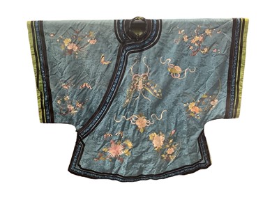 Lot 2169 - Women's Chinese embroidered blue silk brocade robe.