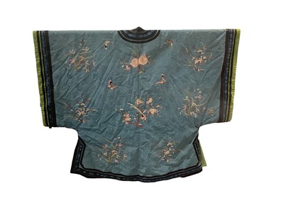 Lot 2169 - Women's Chinese embroidered blue silk brocade robe.