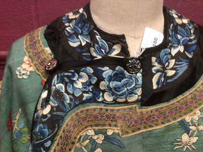 Lot 2169 - Women's Chinese embroidered blue silk brocade robe.