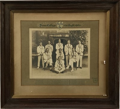 Lot 201 - Jesus College 1925 1st Eight (Rowing) Team of 1925, ‘bumped Hertford May 26th, photograph 34cm x 40cm, in glazed frame