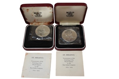 Lot 525 - World - Mixed silver proof Crowns in cases of issue to include G.B. silver wedding 1972 x 9, St Helena Tercentenary of The Granting of The Royal Charter to The East India Co. 1973 x 9 & others (27...