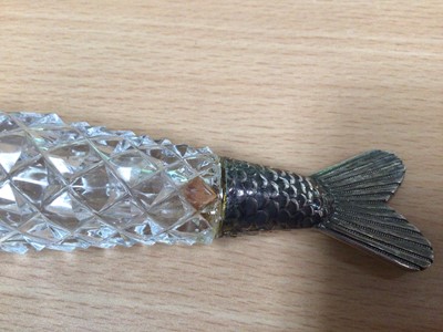 Lot 186 - Victorian Sampson Mordan & Co novelty silver mounted cut glass scent bottle in the form of a fish