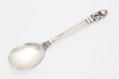 Lot 460 - Early 20th century Danish silver Georg Jensen "Acorn" pattern jam spoon