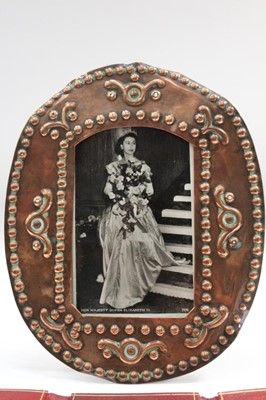 Lot 1576 - Three Edwardian photographs including of the Prince of Wales and Abraham Lincoln, a daguerreotype, photogrpah of Elizabeth II in copper frame, and a leather album