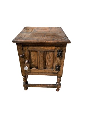 Lot 110 - 17th century style oak enclosed cupboard, 45w x 45d x 63h