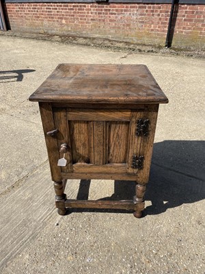 Lot 110 - 17th century style oak enclosed cupboard, 45w x 45d x 63h