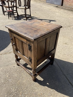 Lot 110 - 17th century style oak enclosed cupboard, 45w x 45d x 63h