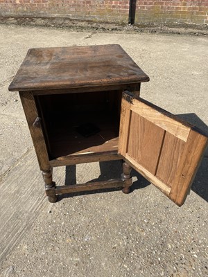 Lot 110 - 17th century style oak enclosed cupboard, 45w x 45d x 63h