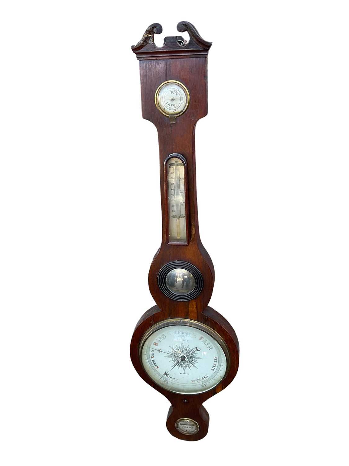 Lot 112 - 19th century mahogany wheel barometer of local interest - J Prile, Sudbury, 96cm high