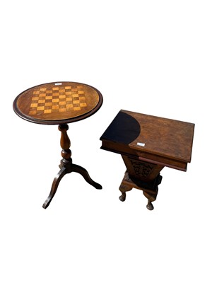 Lot 113 - Victorian chess top occasional table, together with walnut work table