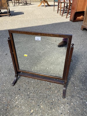 Lot 135 - 1920s oak framed toiletry mirror with swing rectangular plate, 48cm wide