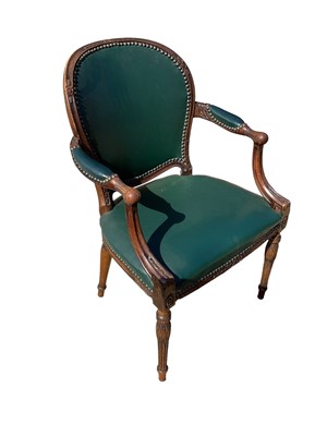 Lot 118 - Chippendale style carved beech desk chair, with green leather upholstery