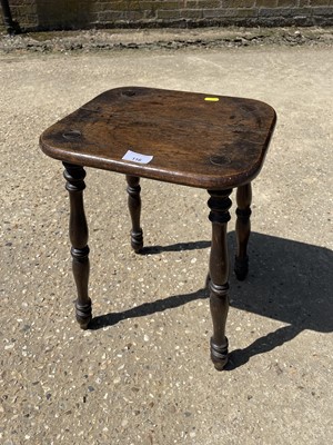 Lot 116 - 19th century oak milking stool, 32cm wide