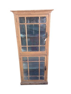 Lot 115 - Antique pine glazed standing display cabinet, 67w x 38d x 159h