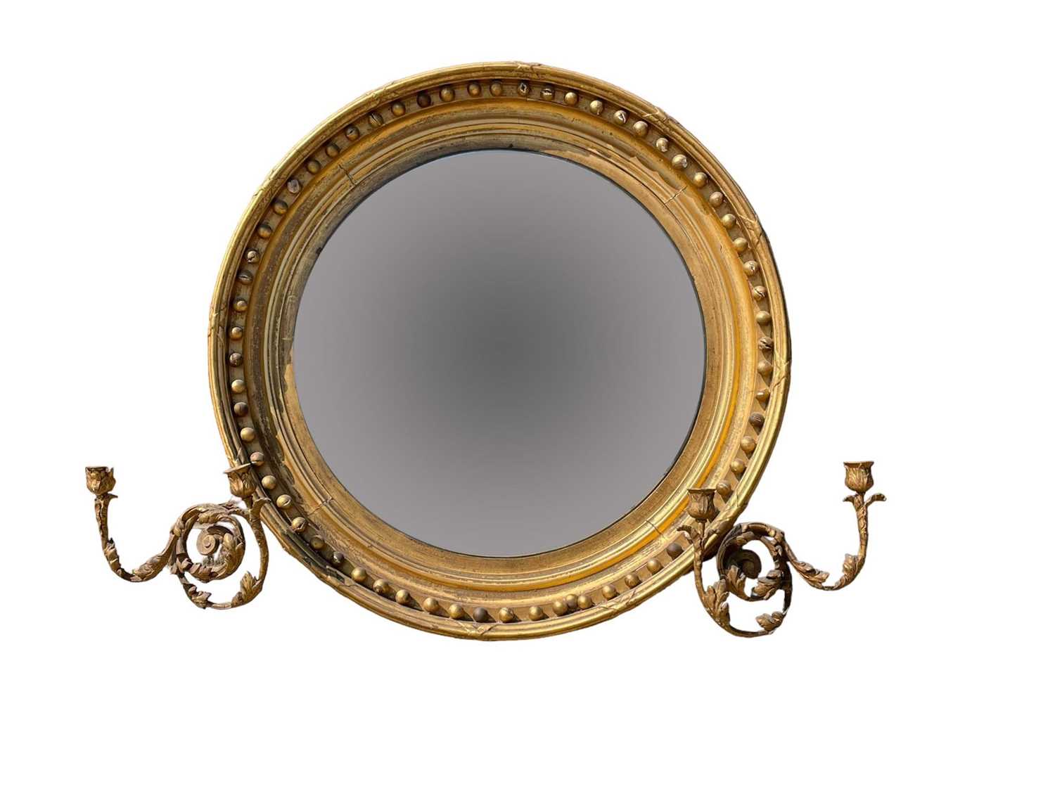 Lot 1496 - Impressive Regency convex wall mirror