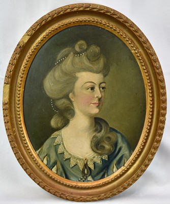 Lot 1241 - English School 18th century oil on copper - Portrait of a Young Lady, 28cm x 21cm in oval frame