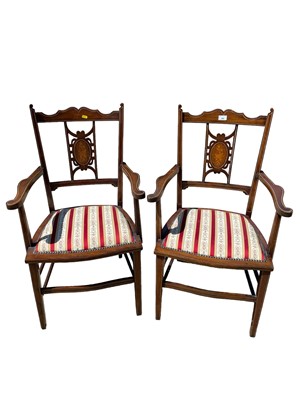 Lot 165 - Pair of Edwardian and rosewood open armchairs