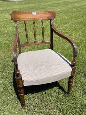 Lot 168 - 19th century mahogany and satinwood banded open armchair