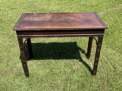 Lot 175 - Chippendale style mahogany silver table, with blind fret supports, 90w x 45d x 72h