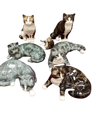 Lot 1079 - Seven Winstanley cats all signed by Mike Hinton