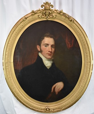 Lot 1247 - English School circa 1810 oil on canvas - Portrait of a Young Gentleman, 72cm x 62cm in oval gilt frame