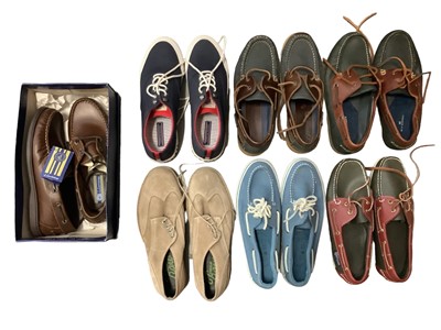 Lot 2168 - Seven pairs of casual shoes all size 7, new and unworn, makers include Helmsman & Tommy Hilfilger.