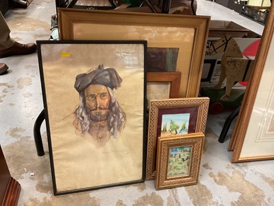 Lot 562 - Watercolour of Tribesman together with Middle Eastern pictures and a watercolour.