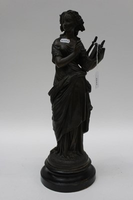 Lot 2557 - Spelter figure of a lady holding a lyre, unsigned