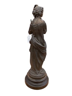 Lot 701 - Spelter figure of a lady holding a lyre, unsigned