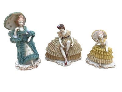 Lot 1216 - Selection of Geobel figurines, vintage ladies, Chinese men, bells and other ware