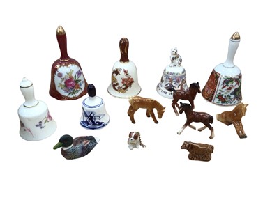 Lot 1216 - Selection of Geobel figurines, vintage ladies, Chinese men, bells and other ware