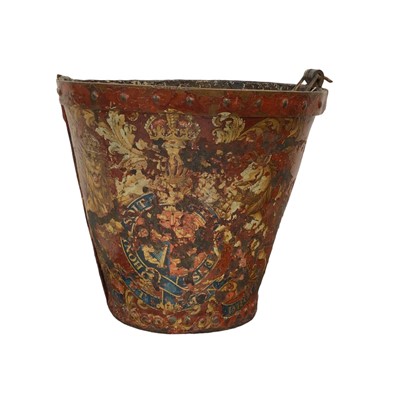 Lot 115 - Early 20th century red leather fire bucket with  Royal Coat of Arms