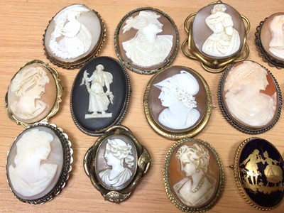 Lot 73 - Collection of antique and cameo brooches/ pendants