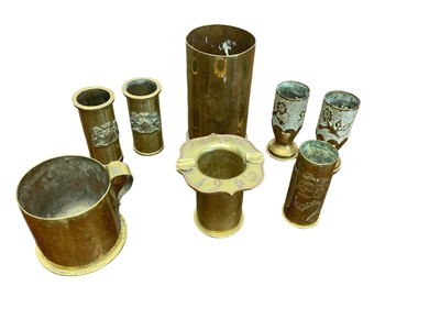 Lot 685 - Lot First World War and later Trench Art shell vases (8)