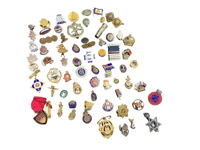 Lot 716 - Collection of Second World War and later military and other related enamel and other pin badges to include Army Service Corps and Tank Corps. (1 box)