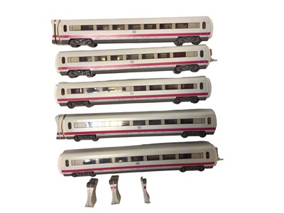 Lot 1859 - Marklin HO gauge DB Ice Inter City Express with two motorised units and five carriages and similar Piko parts