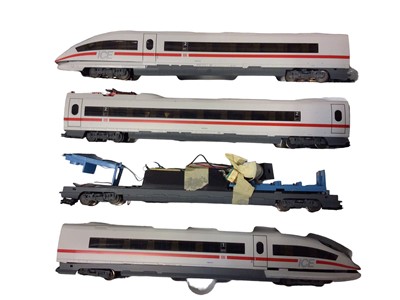 Lot 1859 - Marklin HO gauge DB Ice Inter City Express with two motorised units and five carriages and similar Piko parts